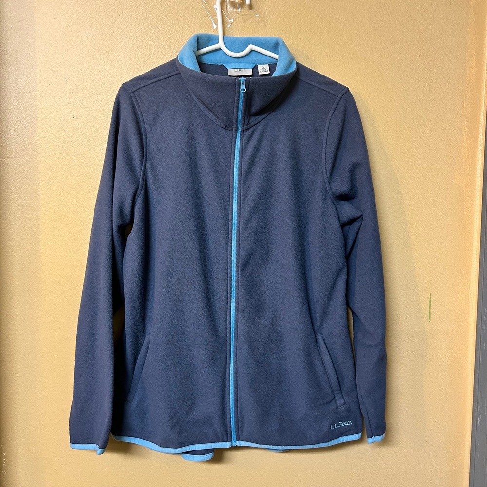 LL Bean Womens Fleece Jacket Full Zip Blue Lightweight Outdoor‎ Activewear